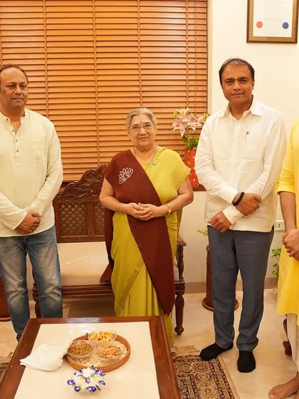 A group photograph with Dr. Pankaj Bhoyar ji, myself, and Shri Hrishi ji Yogendra, marking a memorable and insightful visit.