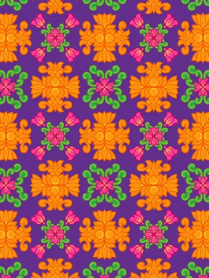 This view shows how the pattern repeats seamlessly. I love creating designs that could go on forever, creating a world of endless color and shape.