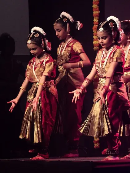 A graceful formation by the young performers. Group choreography is about creating beautiful patterns with the dancers.