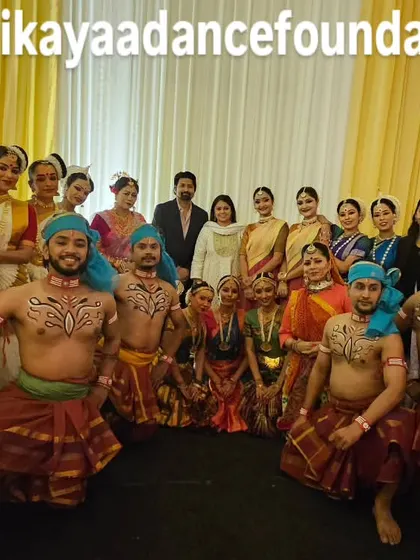 My troupe in full costume for a 'Colours of India' performance. The photo showcases the variety of traditional attire representing different regions of India.