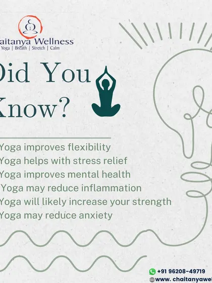 Did you know the many benefits of yoga? It improves flexibility, helps with stress relief, improves mental health, may reduce inflammation and anxiety, and will likely increase your strength.