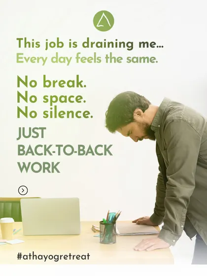 The feeling of being drained by back to back work with no space for yourself is a clear sign that a reset is needed. Our retreats are specifically for those who feel this way and need a structured break.