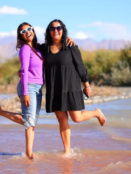 Two friends from our group enjoying the river recovery session together.