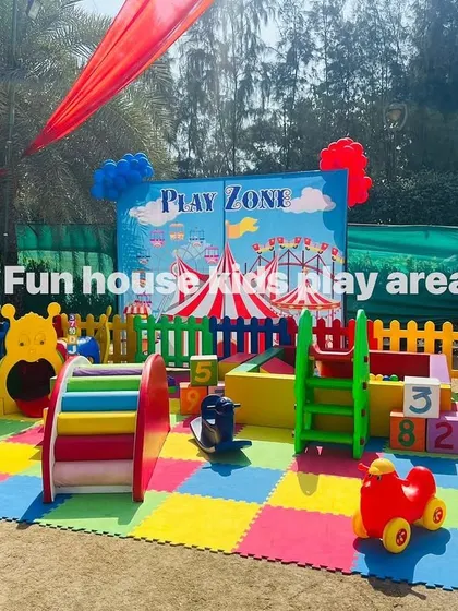 A carnival-themed party featuring our rainbow play area as the main attraction for the kids.