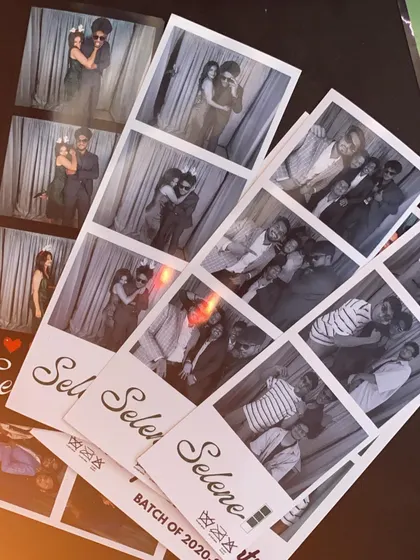 A pile of photo strips from my debut farewell party event, showing the custom "Batch of 2020-24" design.