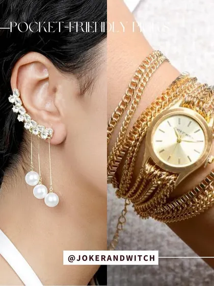This ear cuff and watch stack from Joker & Witch are great examples of affordable accessories that make a big impact. They can instantly add a touch of glamour to any outfit.