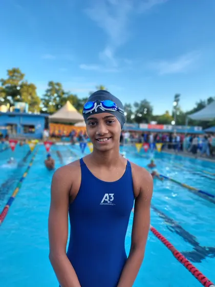 Anjali Hoskere, a gold medalist in the 100m Butterfly.