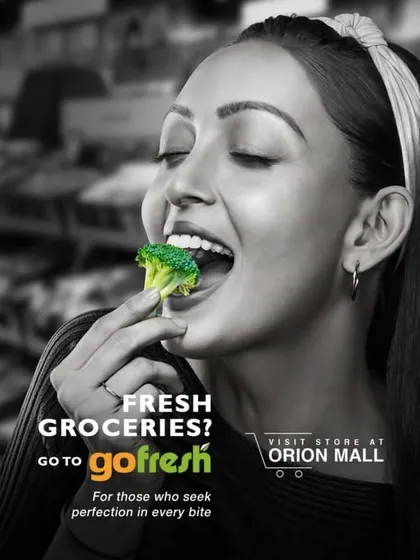 Another ad from the GoFresh series, emphasizing perfection in every bite. The styling is consistently clean and modern across the entire campaign.