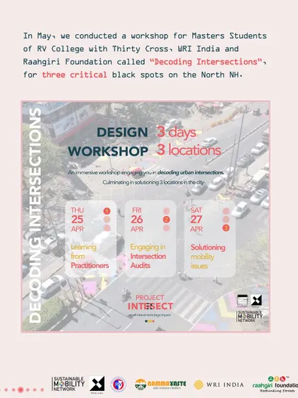 A graphic summarizing the 'Decoding Intersections' workshop, the first edition of our Project Intersect series, which focused on three critical blackspots on the North NH.