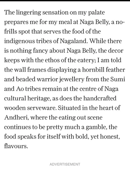 Another excerpt from the article, highlighting our no-frills, honest approach to food and our decor that keeps with the ethos of a simple eatery.
