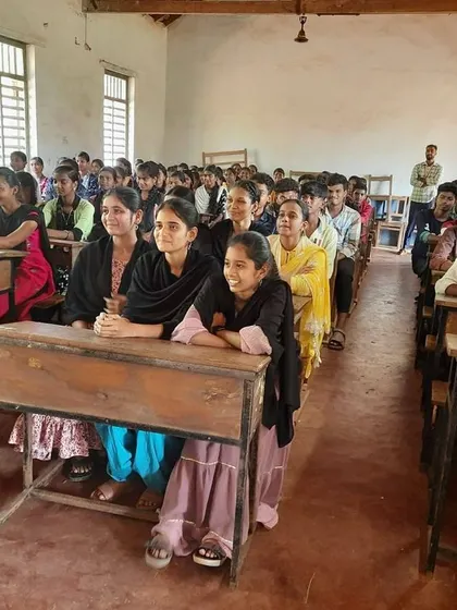 A classroom of attentive students in Gokarna, learning about the importance of mass vaccination and sterilization for community dogs. Education is our most powerful tool for change.