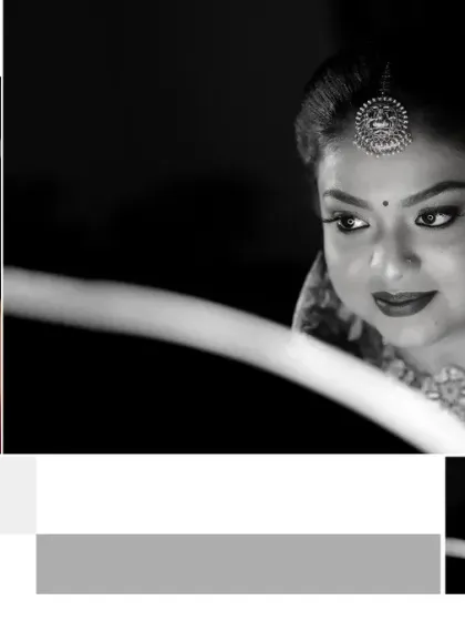 A creative, dark, and moody collage of bridal portraits, using a ring light for a dramatic effect.