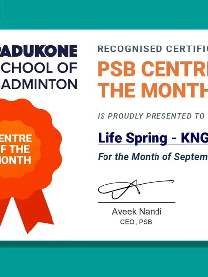 An example of our internal recognition programs, awarding 'Centre of the Month'. This reflects our commitment to maintaining high standards across all our partner academies that feed into our tournaments.