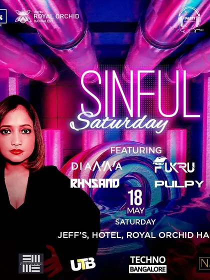 The poster for "Sinful Saturday" at Jeff's Lounge, where I was booked to play an extended closing set.