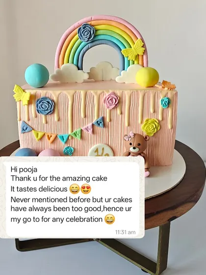 The client's wonderful feedback on the half-birthday cake. I'm so happy to be their go-to baker for all their celebrations.