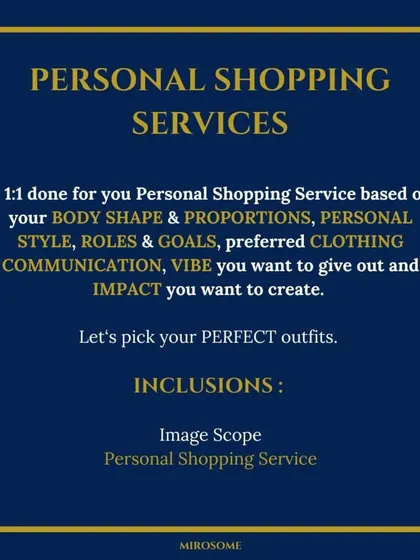 My Personal Shopping Service is a 1-on-1 experience tailored to you. We shop based on your body shape, lifestyle, and the impact you want to create, ensuring every purchase is perfect.