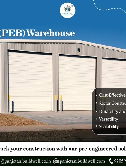 Fast-track your construction with our pre-engineered solutions. This completed PEB warehouse showcases the durability and scalability of our buildings, which are designed to meet your business's evolving needs.