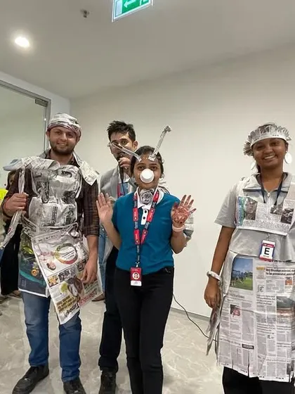 Another creative team from the newspaper fashion challenge. It's amazing to see what people come up with!