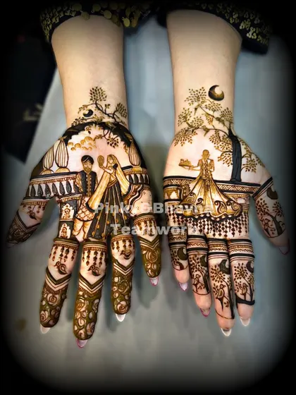 A full narrative design telling a love story, perfect for an engagement or anniversary. The figures and scenery are beautifully detailed.