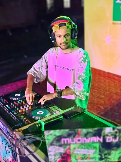 A shot of me with my headphones on, ready to cue up the next track.