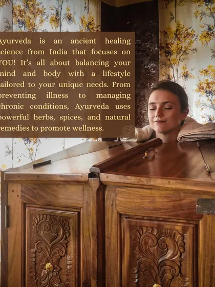A guest relaxes during a Swedana, or herbal steam therapy. This treatment, often following an oil massage, helps to open the pores and release deep-seated toxins from the body.