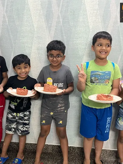 A group of our students showing off their amazing clay brain sculptures. It was a fun project that combined art with a little bit of science!