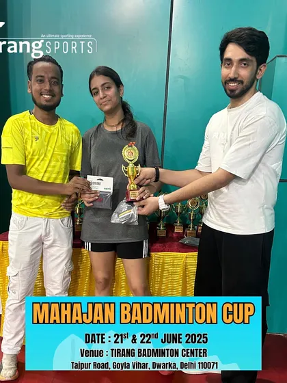The mixed doubles winners of the Mahajan Badminton Cup. Tournaments like these are a great way for players to test their teamwork and on-court communication skills.