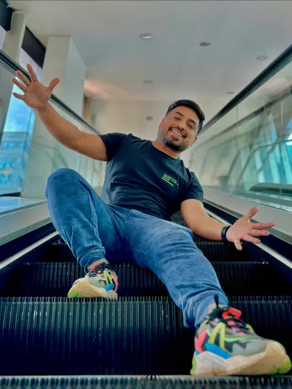 Having some fun on an escalator. We find opportunities for joy and playfulness everywhere.