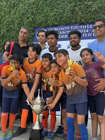 Our Under 9 team celebrating their Silver Cup win in the Gurgaon Youth League. It's a joy to see their hard work pay off.