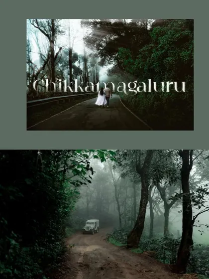 A collage showcasing the atmospheric beauty of Chikkamagaluru. We love finding locations that have a character of their own to serve as the perfect setting for your love story.