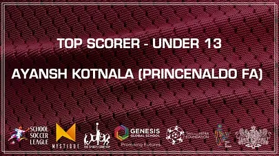 Ayansh Kotnala from Princenaldo FA takes home the Top Scorer award for the Under 13 category. Congratulations on a brilliant season.