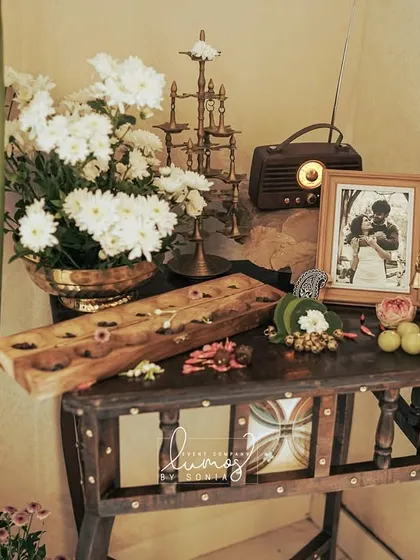 Another view of the heritage corner, showcasing the blend of personal memories and antique decor.