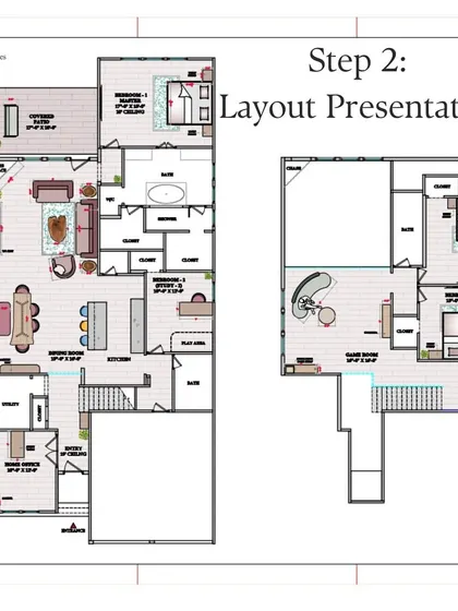 The layout presentation for the Houston home, demonstrating the virtual design and consultation process.
