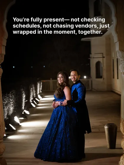 You're fully present, not checking schedules, not chasing vendors, just wrapped in the moment, together. This is how wedding days are meant to feel, and this is the experience we deliver.
