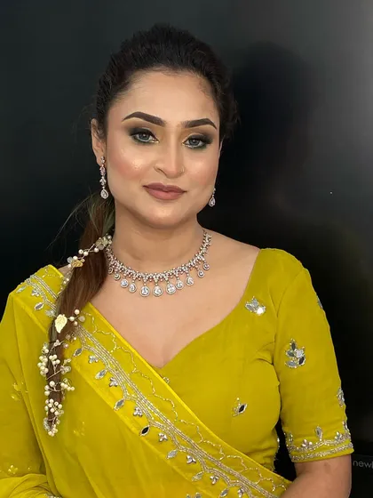The final engagement look, with the model looking directly at the camera. This demonstrates how the makeup translates both in profile and head-on.