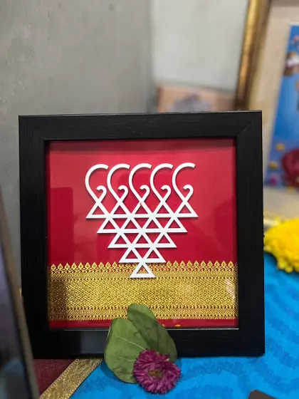 It fills my heart with gratitude when clients share photos of my products in their homes, like this Saraswati frame beautifully decorated for Dussehra puja.