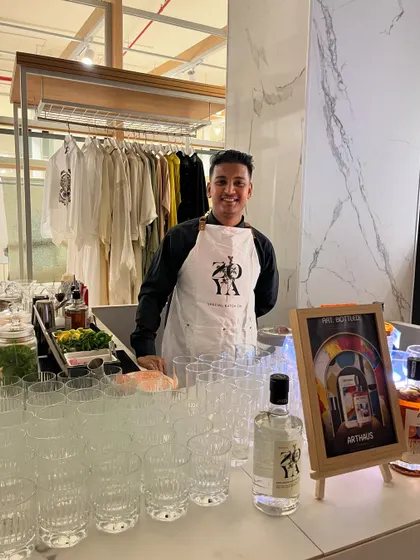 Another angle of my pop-up bar at Jio World Drive, showcasing the elegant glassware and professional setup.