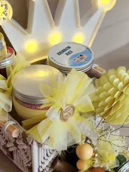 A duplicate image of the fun and colorful kids' hamper featuring products from The Children's Lab.