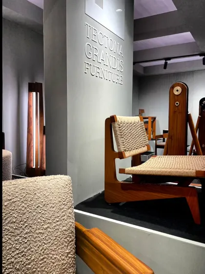 A glimpse of the innovative and elegant furniture on display at India Design '24. We were particularly drawn to the beautiful craftsmanship of brands like Tectona Grandis, showcasing the future of design.