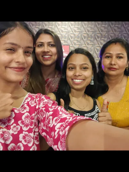 All smiles and thumbs-ups after a great dance session. The energy in our ladies' batch is contagious.