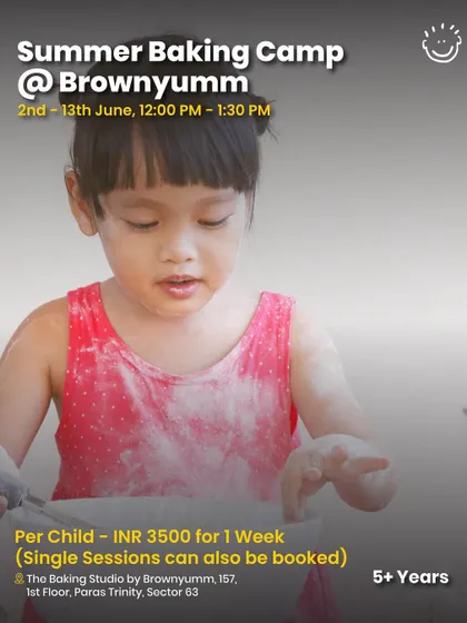 A Summer Baking Camp at Brownyumm, offering a full week of baking fun. Single sessions are also available, providing flexibility for your schedule.