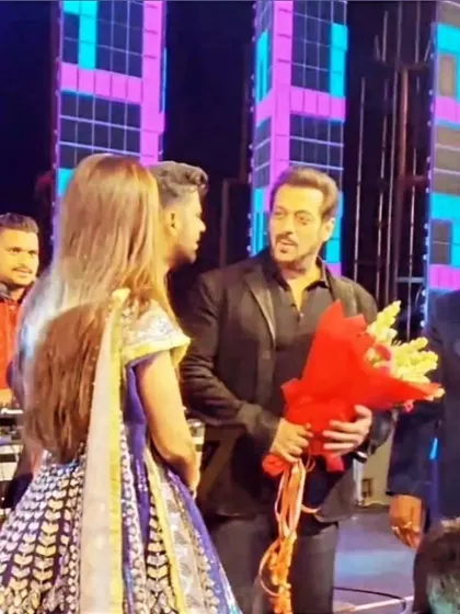 Another shot from the event with Salman Khan, seen here interacting with guests while I'm on the decks in the background.