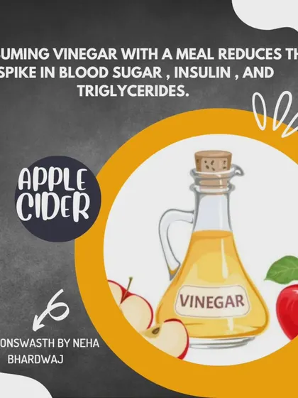 Consuming Apple Cider Vinegar with a meal can help reduce the spike in blood sugar, insulin, and triglycerides. It's a useful tool for weight management and improving insulin sensitivity, which I often incorporate into plans.