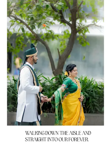 A candid shot of the couple walking hand-in-hand, perfectly illustrating the phrase "walking into our forever".
