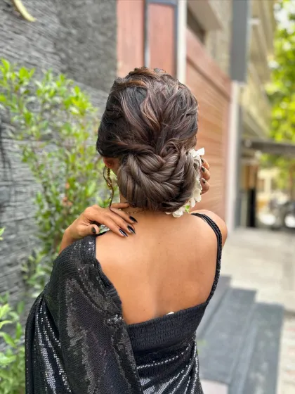 A beautiful shot of the textured updo, perfect for a client's portfolio or your own social media.