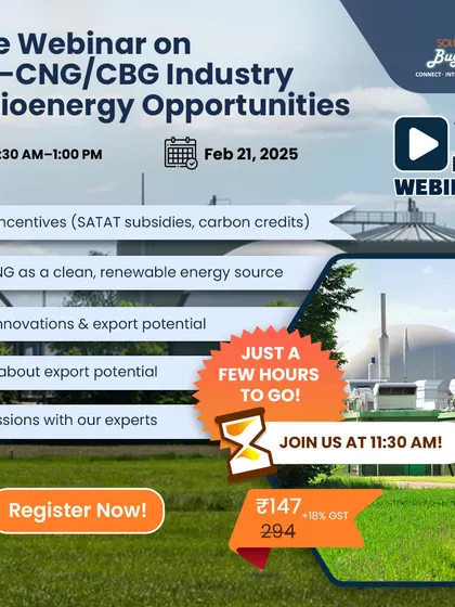 A "2 Hours to Go" countdown for our Bio-CNG webinar, this ad creates urgency. It emphasizes the massive ₹15,000 Cr+ industry boom and the opportunity to learn from experts who are already succeeding in the field.