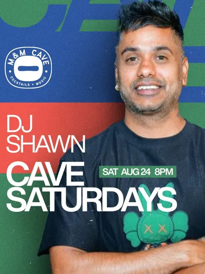 The promotional material for 'Cave Saturdays'. On these nights, I play an open format set with the best in commercial music and hip hop for a chic and unforgettable party.