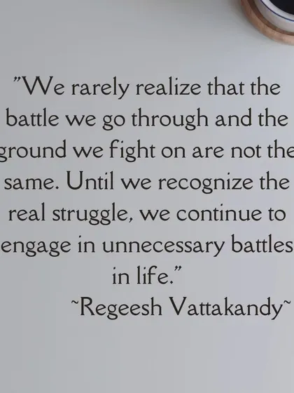 A quote from our founder: "We rarely realize that the battle we go through and the ground we fight on are not the same." A reminder to seek the real struggle.