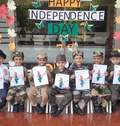 Students dressed as soldiers for the fancy dress competition, honoring the armed forces and their contribution to the nation.