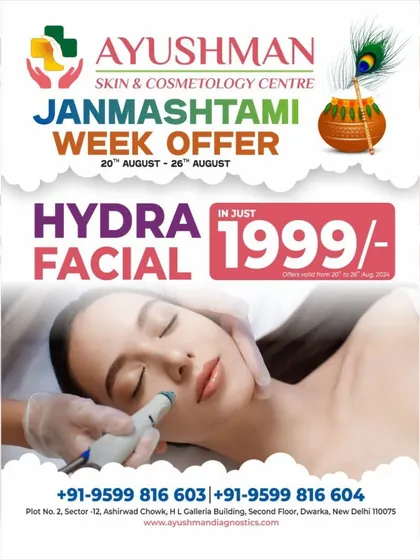 For Janmashtami, we offered our rejuvenating HydraFacial at a special price. It's the perfect way to get a festive glow and pamper yourself during the celebrations.